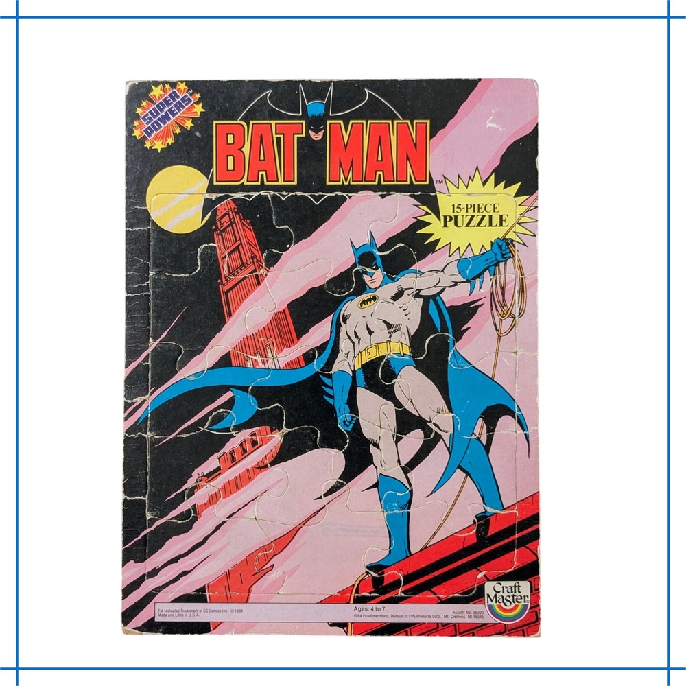 Vintage 1984 Batman 15 Piece Puzzle Craft Master DC Comics Super Powers
